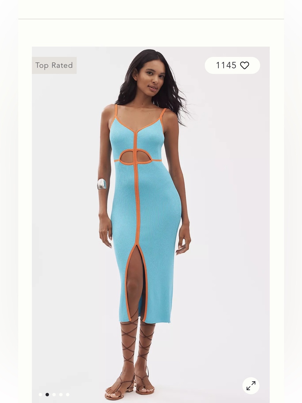 Anthropologie Siempre the label x NeW Turquoise Ribbed Dress Orange Large